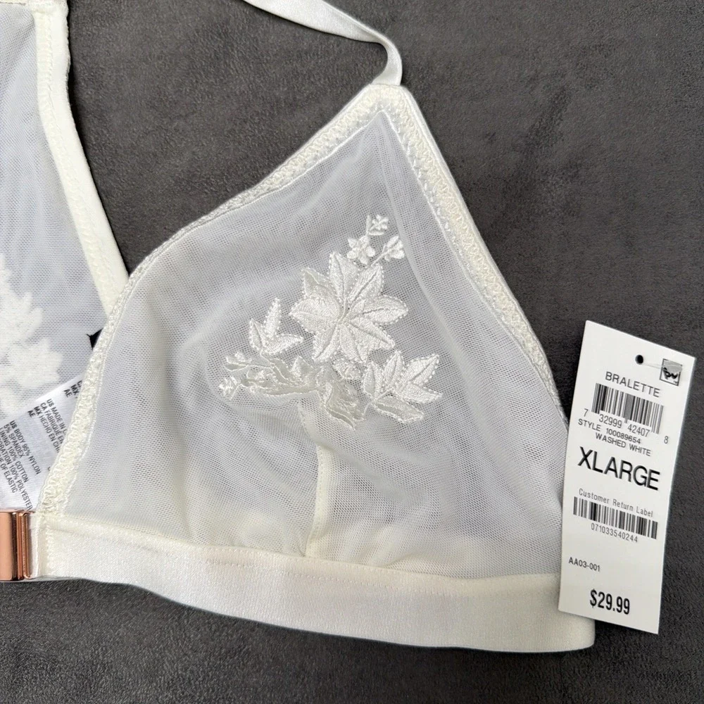 INC International Concepts Front Closure Embroidered Unlined Bralette Size XL